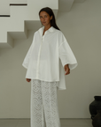 POPLIN - WHITE Lace Trim Shirt