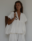 ONDINE - WHITE Scalloped Ramie Blouse