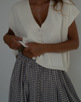 MARLO PLEAT - WISTERIA GINGHAM Linen Pant