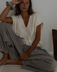 MARLO PLEAT - WISTERIA GINGHAM Linen Pant