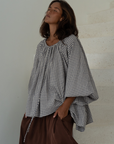 JOSIE - WISTERIA Linen Gingham Voluminous Blouse