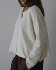 ETTA - Cream Buttoned Knit Cardigan