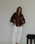NINA - BURGUNDY Silk Blouse