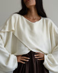 OPHELIA- Cream Knit Cross Sweater