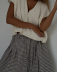 MARLO PLEAT - WISTERIA GINGHAM Linen Pant