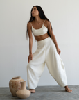 ELKE - CREAM Knit Volume Pant