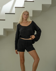 ALMA - BLACK Textured Knit Sweater
