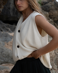 ARTHUR - CREAM Buttoned Knit Vest