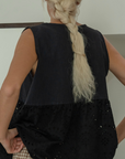 VALERIE - BLACK Broderie & Ramie Top
