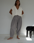 MARLO PLEAT - WISTERIA GINGHAM Linen Pant