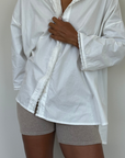 POPLIN - WHITE Lace Trim Shirt