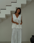 VALERIE - WHITE Broderie & Ramie Top