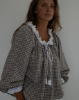 ESME - WISTERIA Gingham & Lace Blouse