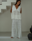 VALERIE - WHITE Broderie & Ramie Top