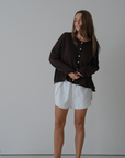 ETTA - Chocolate Buttoned Knit Cardigan