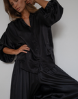 NINA - BLACK Silk Blouse