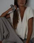 CELINE - Cream Buttoned Knit Top