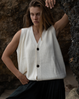 ARTHUR - CREAM Buttoned Knit Vest