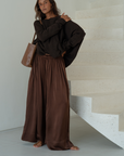 CLIVE - BURGUNDY SILK Voluminous Pant