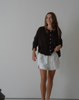 ETTA - Chocolate Buttoned Knit Cardigan