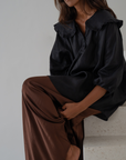 LILIANNE - BLACK Linen Blouse