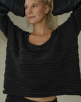 ALMA - BLACK Textured Knit Sweater
