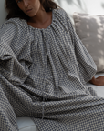 JOSIE - WISTERIA Linen Gingham Voluminous Blouse