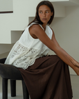 VALERIE - WHITE Broderie & Ramie Top