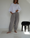 MARLO PLEAT - WISTERIA GINGHAM Linen Pant