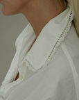 POPLIN - WHITE Lace Trim Shirt