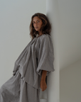JOSIE - WISTERIA Linen Gingham Voluminous Blouse