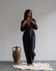 IRIS - BLACK Linen Jumpsuit