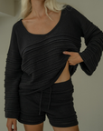 ALMA - BLACK Textured Knit Sweater