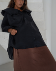 LILIANNE - BLACK Linen Blouse