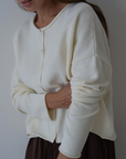 ETTA - Cream Buttoned Knit Cardigan