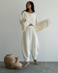ELKE - CREAM Knit Volume Pant