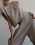 ELKE - FAWN Knit Volume Pant