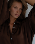 NINA - BURGUNDY Silk Blouse