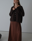 ETTA - Chocolate Buttoned Knit Cardigan