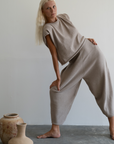 ELKE - FAWN Knit Volume Pant