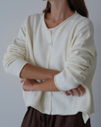 ETTA - Cream Buttoned Knit Cardigan