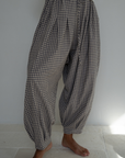 MARLO PLEAT - WISTERIA GINGHAM Linen Pant
