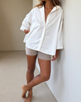 POPLIN - WHITE Lace Trim Shirt
