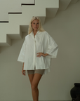 POPLIN - WHITE Lace Trim Shirt