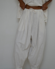 MARLO PLEAT - WHITE Ramie Pant