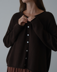 ETTA - Chocolate Buttoned Knit Cardigan