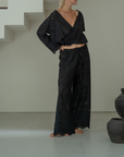 CELESTE - BLACK Broderie Pants