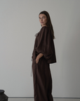 FAITH - Chocolate Linen Blouse