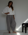 MARLO PLEAT - WISTERIA GINGHAM Linen Pant