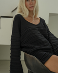 ALMA - BLACK Textured Knit Sweater
